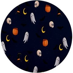 Halloween Ghost Pumpkin Bat Skull Uv Print Round Tile Coaster by artworkshop