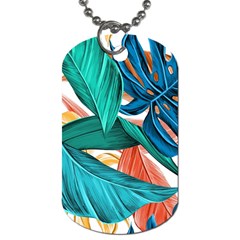 Leaves Tropical Exotic Dog Tag (one Side) by artworkshop