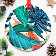 Leaves Tropical Exotic Round Ornament (two Sides) by artworkshop