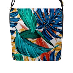 Leaves Tropical Exotic Flap Closure Messenger Bag (l) by artworkshop