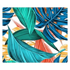 Leaves Tropical Exotic Double Sided Flano Blanket (small)  by artworkshop