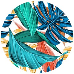 Leaves Tropical Exotic Wooden Puzzle Round by artworkshop