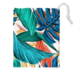 Leaves Tropical Exotic Drawstring Pouch (5xl) by artworkshop