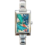 Leaves Tropical Exotic Rectangle Italian Charm Watch Front