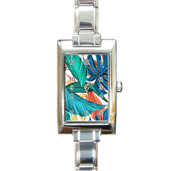 Leaves Tropical Exotic Rectangle Italian Charm Watch