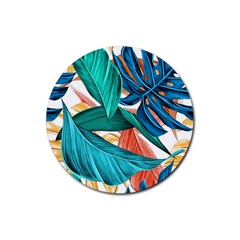 Leaves Tropical Exotic Rubber Round Coaster (4 Pack)