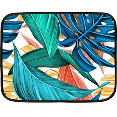 Leaves Tropical Exotic Double Sided Fleece Blanket (mini)  by artworkshop