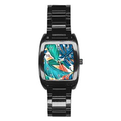 Leaves Tropical Exotic Stainless Steel Barrel Watch by artworkshop