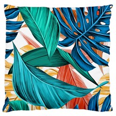 Leaves Tropical Exotic Large Cushion Case (two Sides) by artworkshop