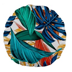 Leaves Tropical Exotic Large 18  Premium Flano Round Cushions by artworkshop