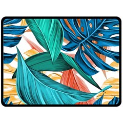 Leaves Tropical Exotic Double Sided Fleece Blanket (large)  by artworkshop