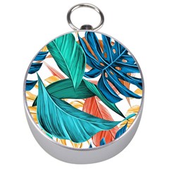 Leaves Tropical Exotic Silver Compasses by artworkshop