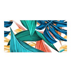 Leaves Tropical Exotic Satin Wrap 35  X 70  by artworkshop