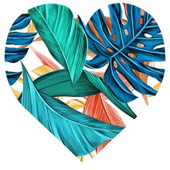 Leaves Tropical Exotic Wooden Puzzle Heart by artworkshop