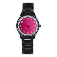 Pink Leather Leather Texture Skin Texture Stainless Steel Round Watch by artworkshop