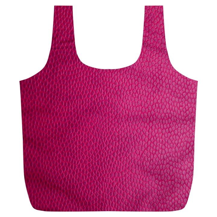 Pink Leather Leather Texture Skin Texture Full Print Recycle Bag (XL)