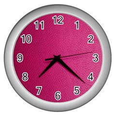 Pink Leather Leather Texture Skin Texture Wall Clock (silver) by artworkshop