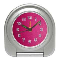 Pink Leather Leather Texture Skin Texture Travel Alarm Clock by artworkshop