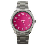 Pink Leather Leather Texture Skin Texture Sport Metal Watch Front