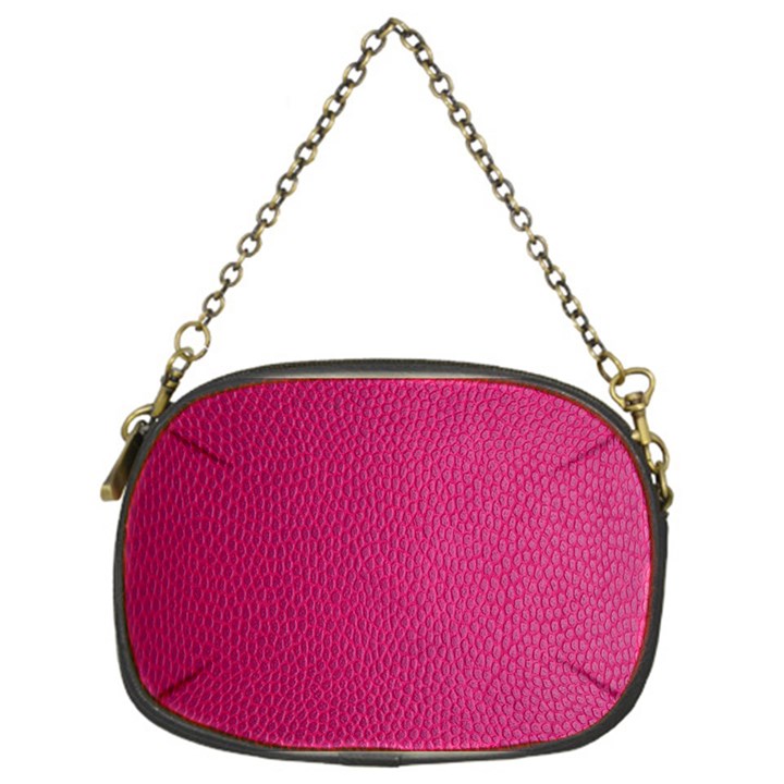 Pink Leather Leather Texture Skin Texture Chain Purse (One Side)