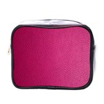 Pink Leather Leather Texture Skin Texture Mini Toiletries Bag (One Side) Front