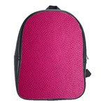 Pink Leather Leather Texture Skin Texture School Bag (Large) Front