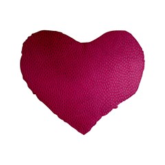 Pink Leather Leather Texture Skin Texture Standard 16  Premium Flano Heart Shape Cushions by artworkshop