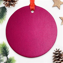 Pink Leather Leather Texture Skin Texture Ornament (round) by artworkshop