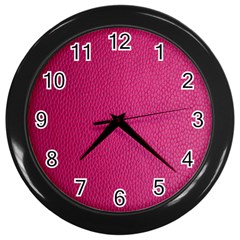 Pink Leather Leather Texture Skin Texture Wall Clock (black) by artworkshop