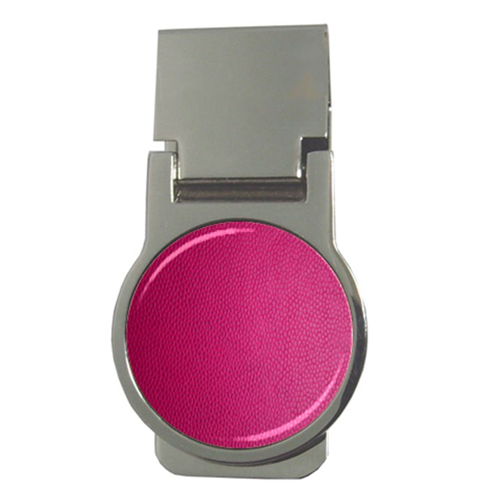 Pink Leather Leather Texture Skin Texture Money Clips (Round) 