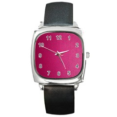 Pink Leather Leather Texture Skin Texture Square Metal Watch by artworkshop