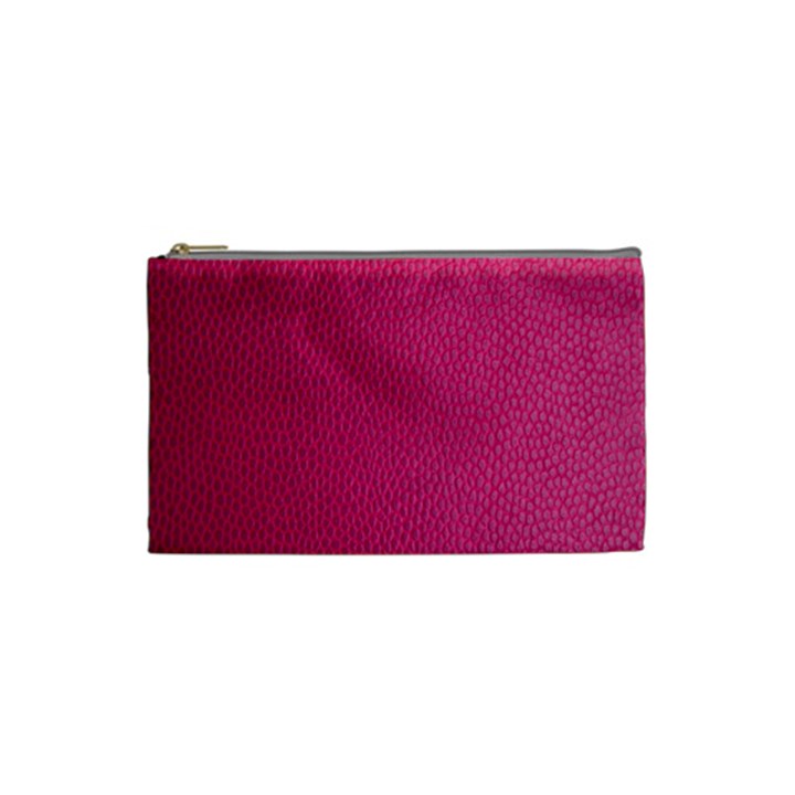 Pink Leather Leather Texture Skin Texture Cosmetic Bag (Small)