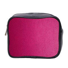 Pink Leather Leather Texture Skin Texture Mini Toiletries Bag (two Sides) by artworkshop