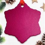 Pink Leather Leather Texture Skin Texture Snowflake Ornament (Two Sides) Front