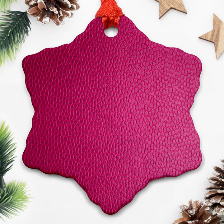 Pink Leather Leather Texture Skin Texture Snowflake Ornament (Two Sides)