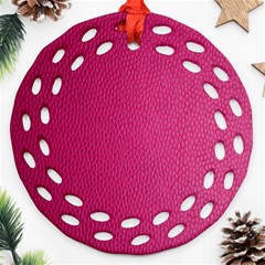 Pink Leather Leather Texture Skin Texture Ornament (round Filigree) by artworkshop