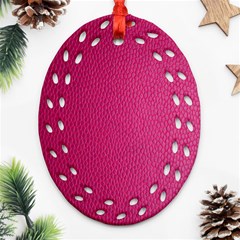 Pink Leather Leather Texture Skin Texture Oval Filigree Ornament (two Sides)