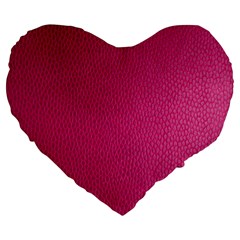 Pink Leather Leather Texture Skin Texture Large 19  Premium Heart Shape Cushions