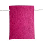 Pink Leather Leather Texture Skin Texture  Lightweight Drawstring Pouch (XL) Front