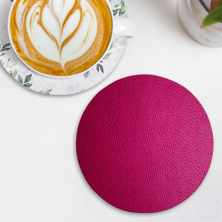 Pink Leather Leather Texture Skin Texture UV Print Round Tile Coaster