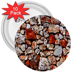 Stone Wall Wall Texture Drywall Stones Rocks 3  Buttons (10 Pack)  by artworkshop