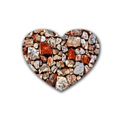 Stone Wall Wall Texture Drywall Stones Rocks Rubber Coaster (heart) by artworkshop