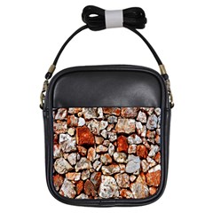 Stone Wall Wall Texture Drywall Stones Rocks Girls Sling Bag by artworkshop