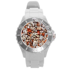 Stone Wall Wall Texture Drywall Stones Rocks Round Plastic Sport Watch (l) by artworkshop