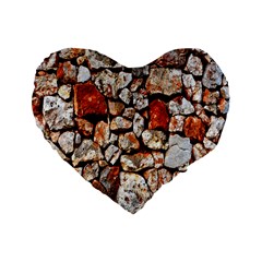 Stone Wall Wall Texture Drywall Stones Rocks Standard 16  Premium Heart Shape Cushions by artworkshop