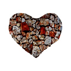 Stone Wall Wall Texture Drywall Stones Rocks Standard 16  Premium Flano Heart Shape Cushions by artworkshop