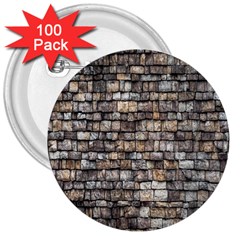 Wall Stone Wall Brick Wall Stoneworks Masonry 3  Buttons (100 Pack)  by artworkshop