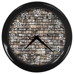 Wall Stone Wall Brick Wall Stoneworks Masonry Wall Clock (black) by artworkshop