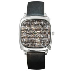 Wall Stone Wall Brick Wall Stoneworks Masonry Square Metal Watch by artworkshop