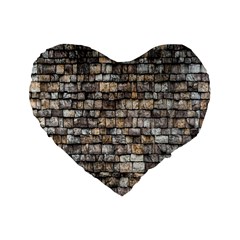 Wall Stone Wall Brick Wall Stoneworks Masonry Standard 16  Premium Heart Shape Cushions by artworkshop